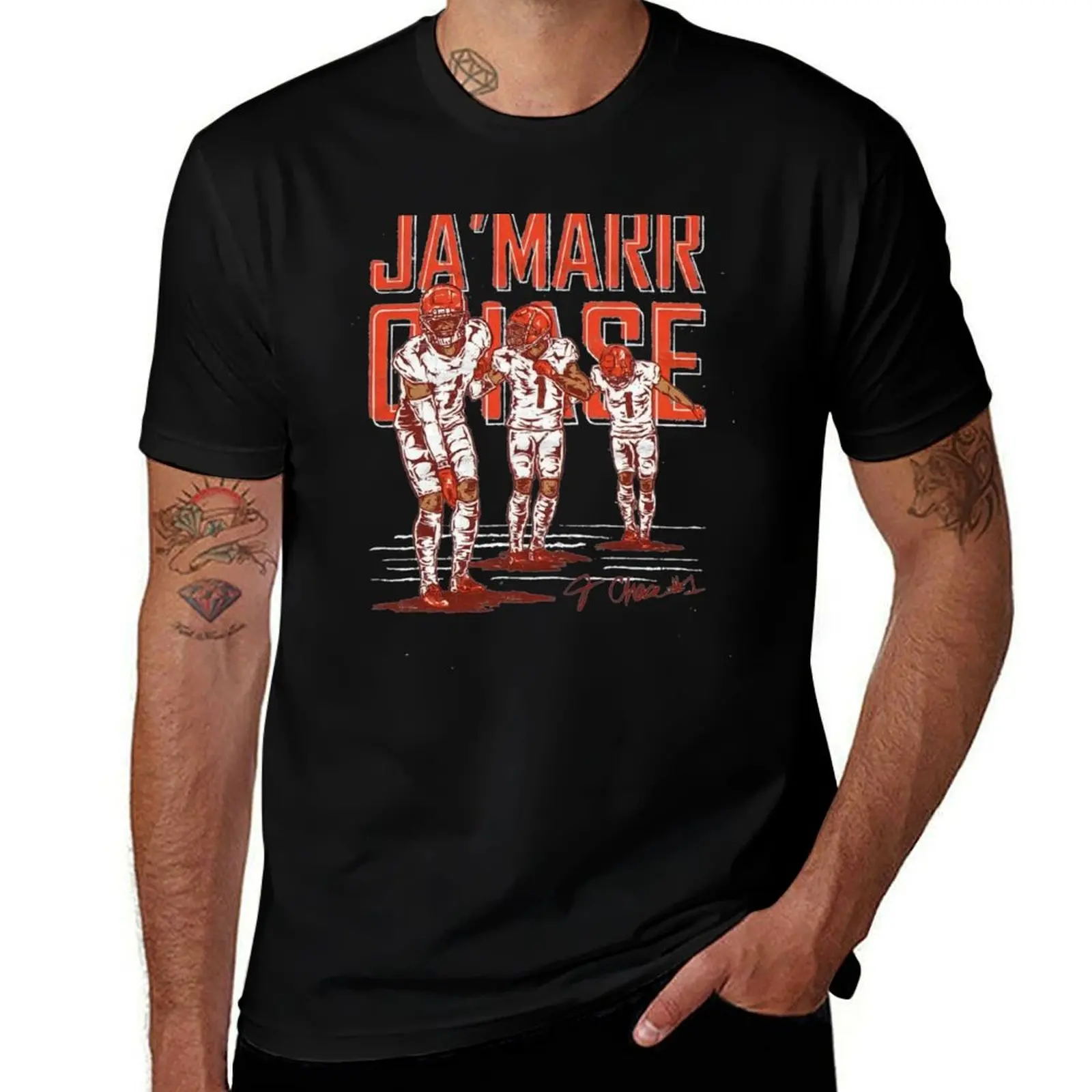 Ja'Marr Chase touchdown dance T-Shirt Basic Solid Color Short Sleeve Cotton Top