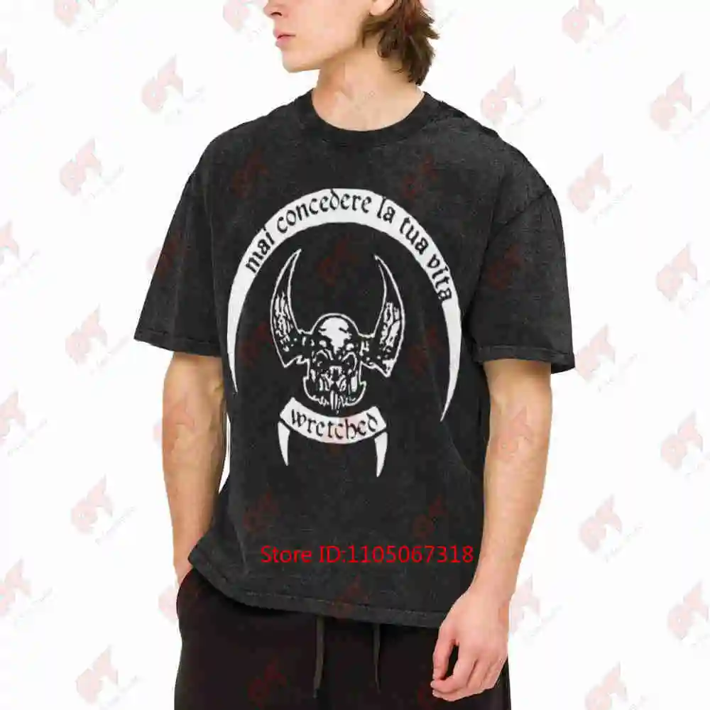 Wretched Mai Concedere La Tua Vita Hardcore Crust Punk Vintage Washed Tee Pure Cotton T-Shirt