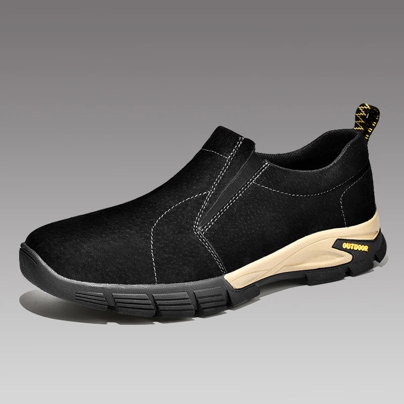 

Leather Men's Slip-On Casual oes Comfortable Breathable Anti-Slip Spor Men's Footwear round Toe Flat Heel Rubber Outsole