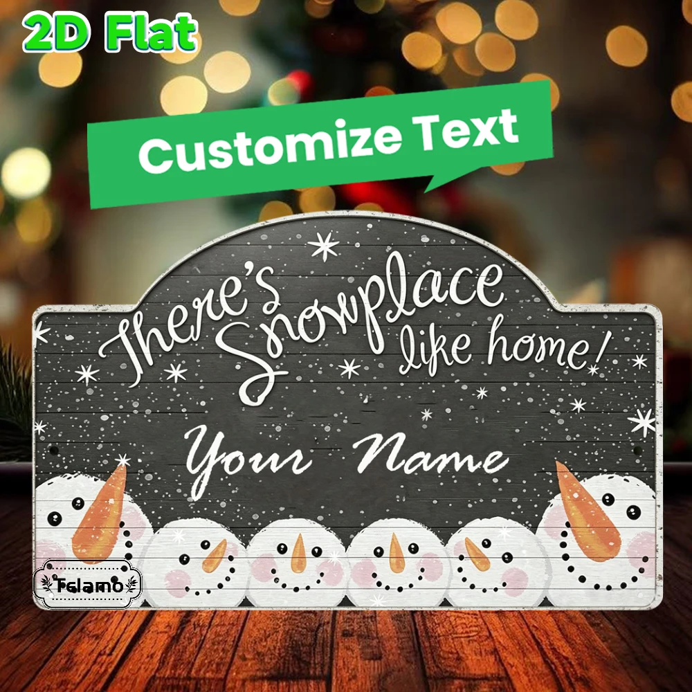 Custom Text Arched Metal Sign, Cute Vintage Snowman Pattern, Christmas Decor, Mantel Porch Decor, Indoor Outdoor Gift for Family
