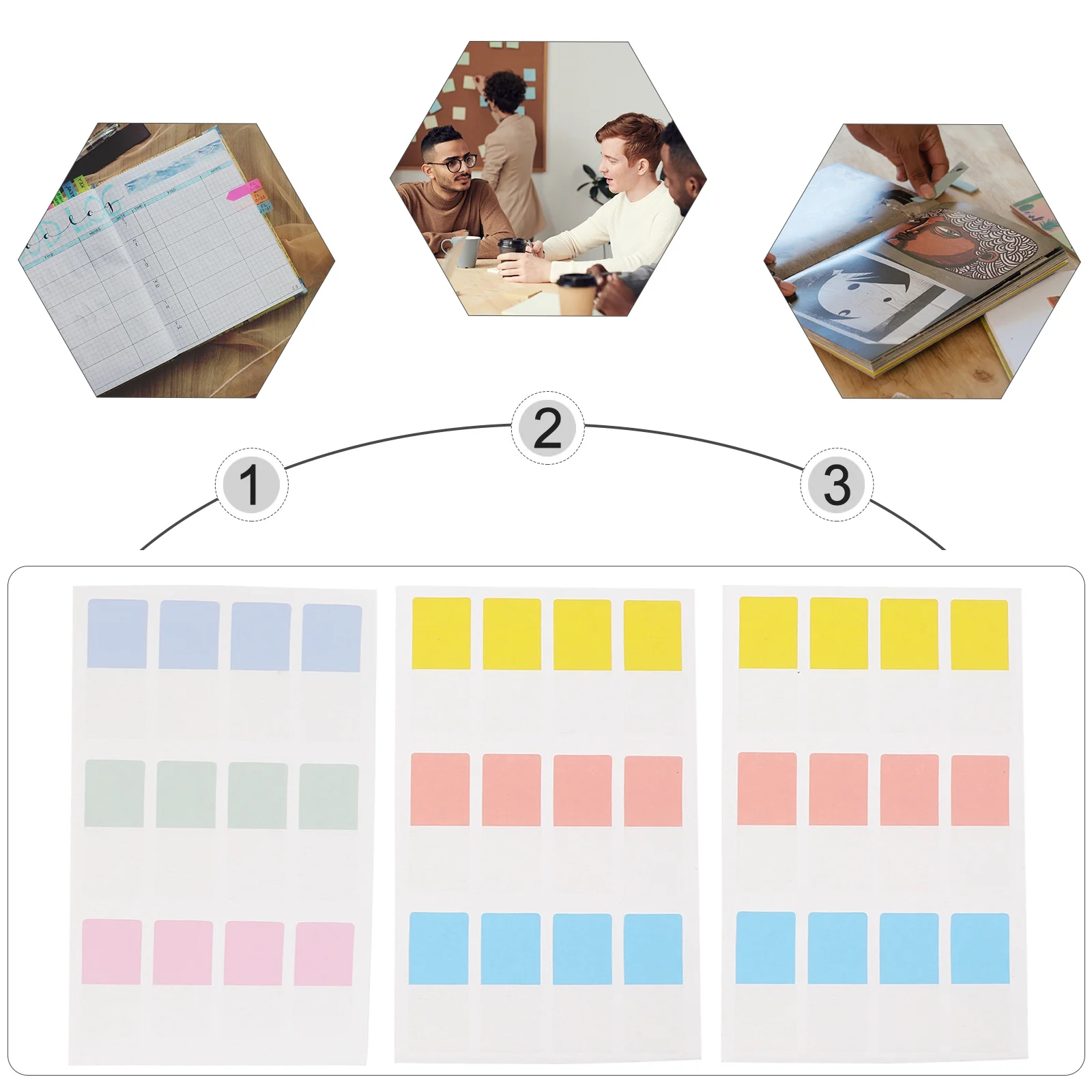 

3Sets Sticky Labels Colorful Memo Stickers for Student Study Book Notebook Tabs Fluorescent Film Practical Writing Note