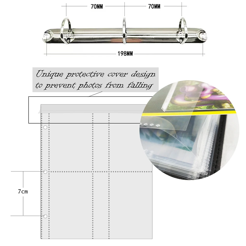A5 3 穴カード収納袋 1/2/4/6 ポケットコレクションブック 4R 6 インチ 10 × 15 写真ウェディングアルバムトレーディングゲームスターカードプロテクター