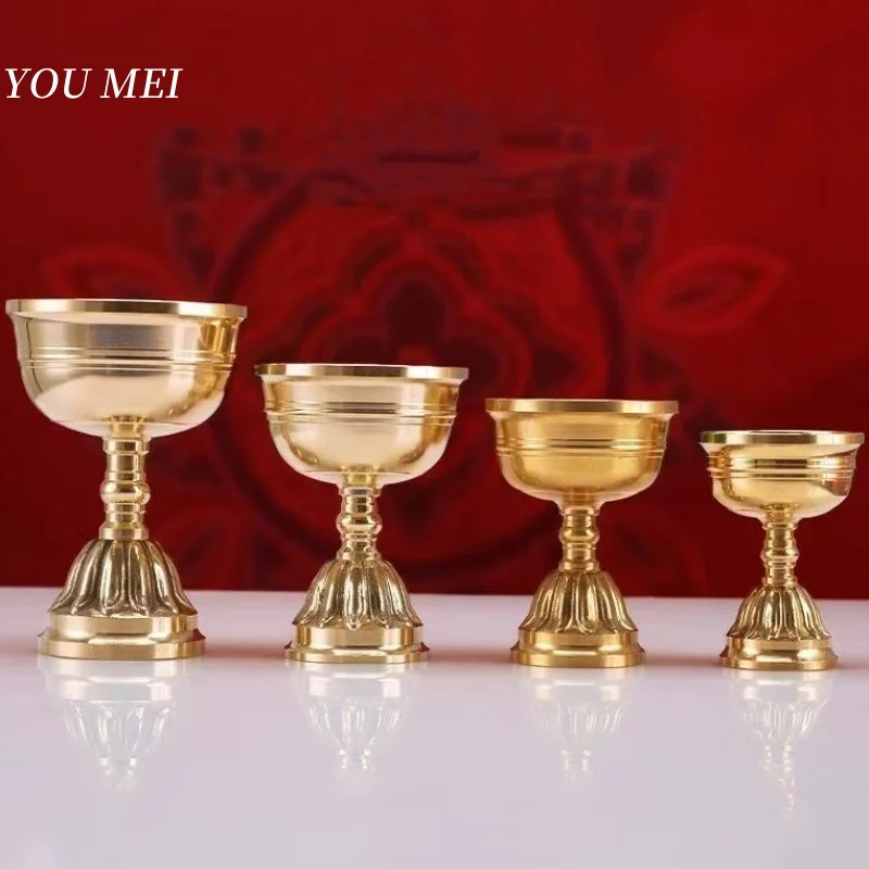 

Tibetan Altars Candlestick,Multi-Size Buddhism Bronze Candle Cup Luster Ghee Floating Holy Lamp Holder,Buddhist Religious Items