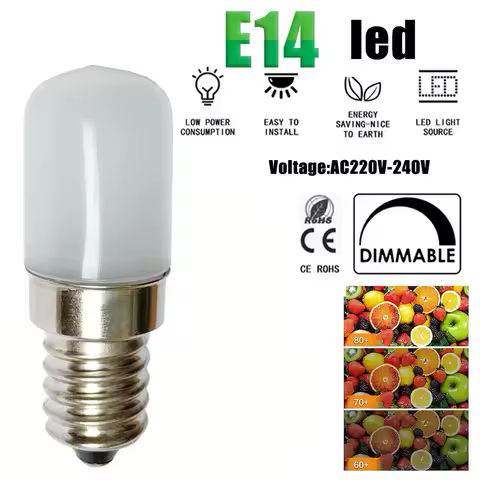 Mini 2W LED Light Bulbs E14 86-240V 2835SMD Refrigerator Lamp Screw Bulb For Refrigerator Freezer 3000K Warm White 6500K I5C8