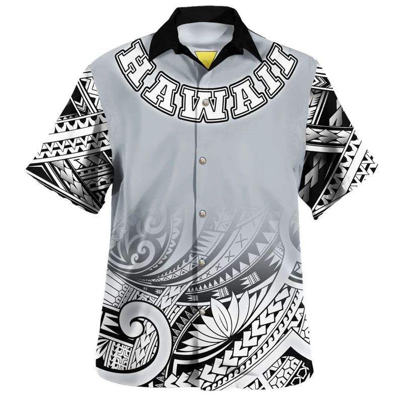 Bandeira do Havaí Americana 3D masculina Camisas estampadas tribais, brasão gráfico camisas curtas, tops de moda verão, roupas Harajuku