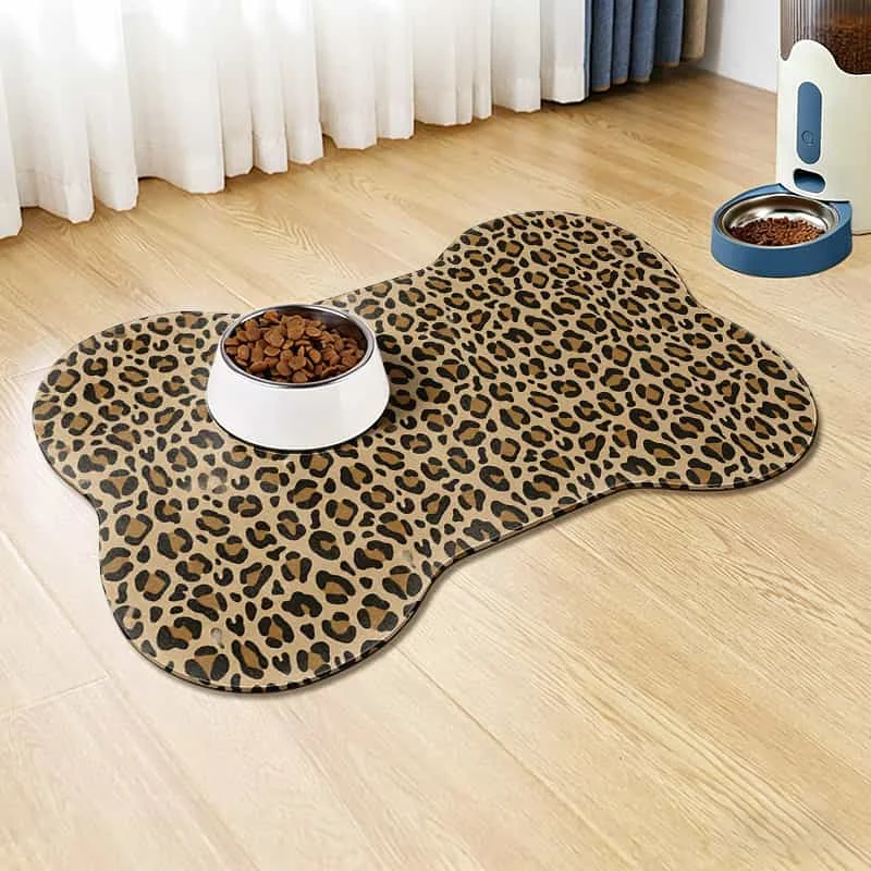 Pet Alien Shaped Feeding Mat Leopard Bone Design Pet Alien Mat, Suitable for Cat And Dog Feeding Area, And Easy to Clean