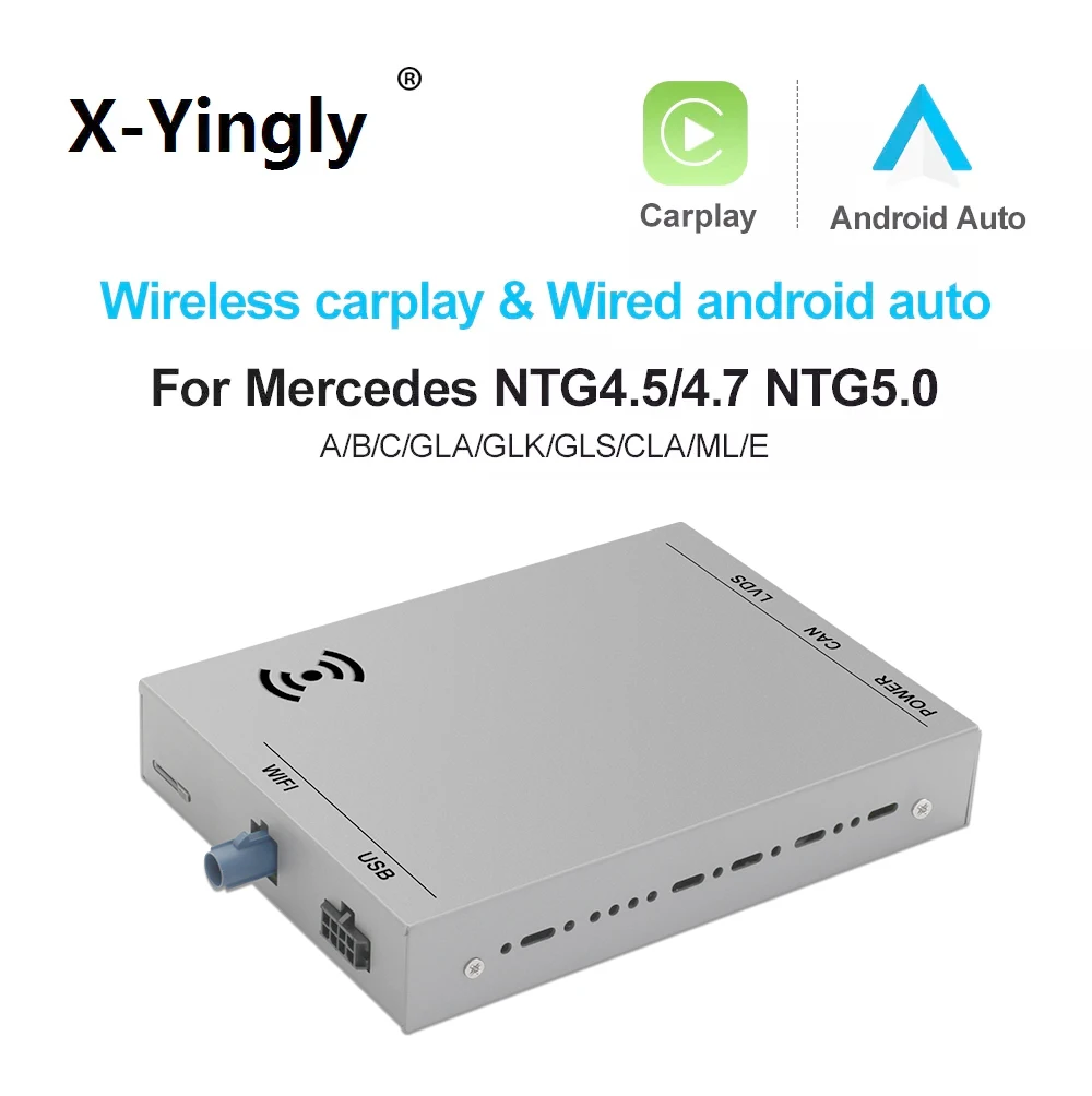 Wireless Carplay Android Auto For Mercedes C117 W221 W204 W205 W212 X156 GLS ML GLK Class NTG 4.5 4.7 5.0 Module Decorder Box