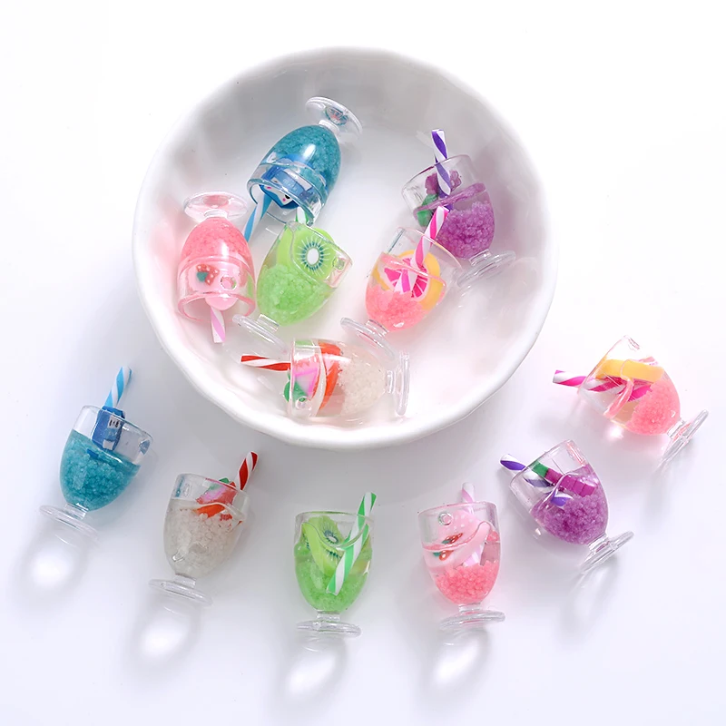 10Pcs Hot Sale Epoxy Resin Drink Cup Pendant Charm Resin Pendant For DIY Jewelry Making Necklace Bracelet Accessories Wholesale