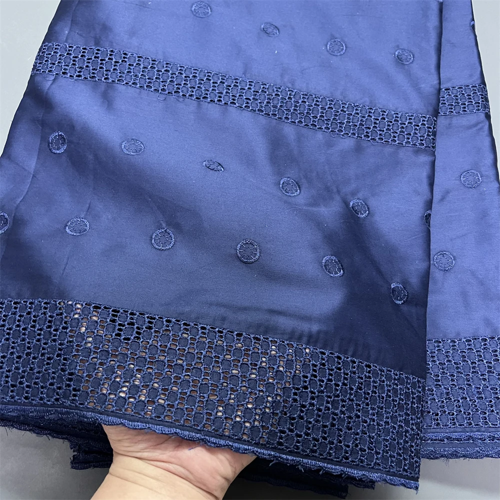 

2025 African Nigerian Tulle Lace Fabric Sewing for Dress High Quality Damask polish luxe Cotton Pure Embroidery 5Yard hz1400