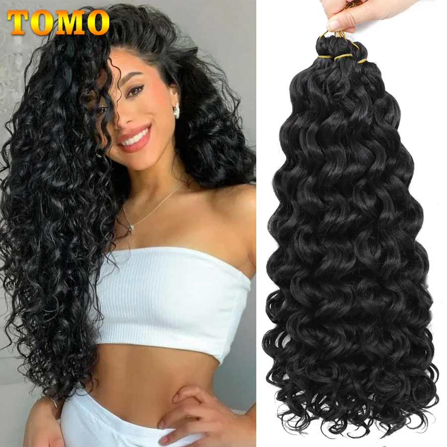 

Синтетические волнистые косички TOMO, косички для плетения косичек, 18, 24 дюйма, с эффектом омбре, для Гавайских и афро Кудрей, для черных женщин