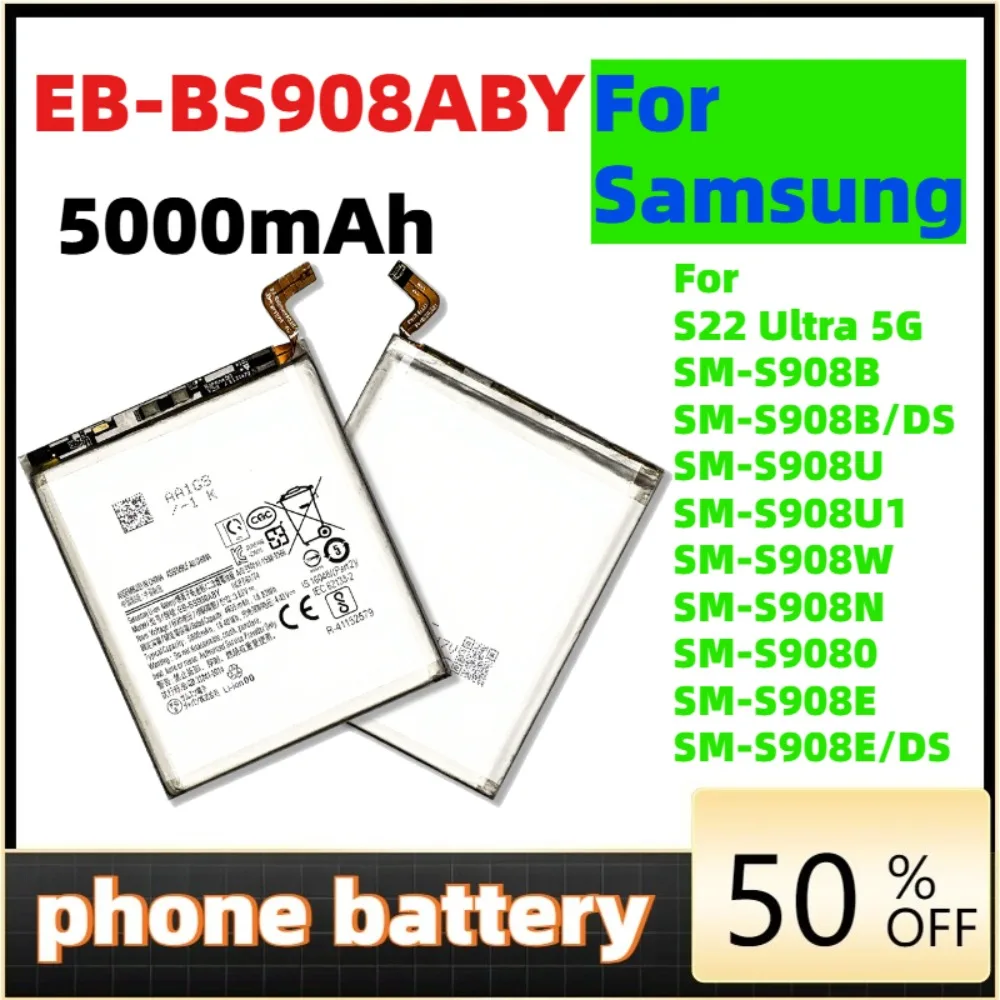 

Mobile Phone Batteries EB-BS908ABY 5000mAh Replacement Battery For Samsung Galaxy S22 Ultra S22Ultra SM-S908 SM-S9080