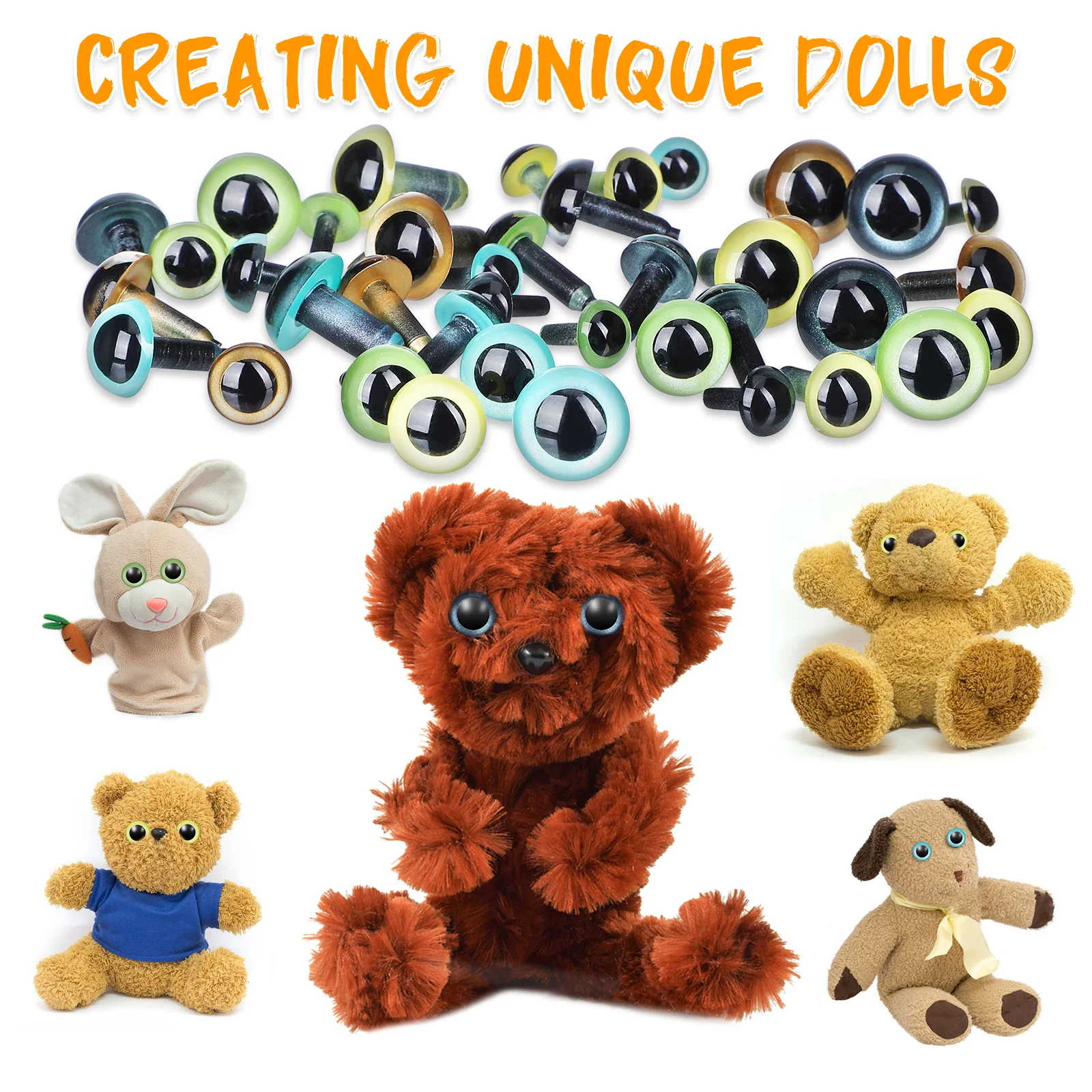 40 Uds. Ojos de seguridad bolas de ojos falsas ojos realistas ojos de ganchillo para muñecos de peluche esculturas y accesorios accesorios de ganchillo