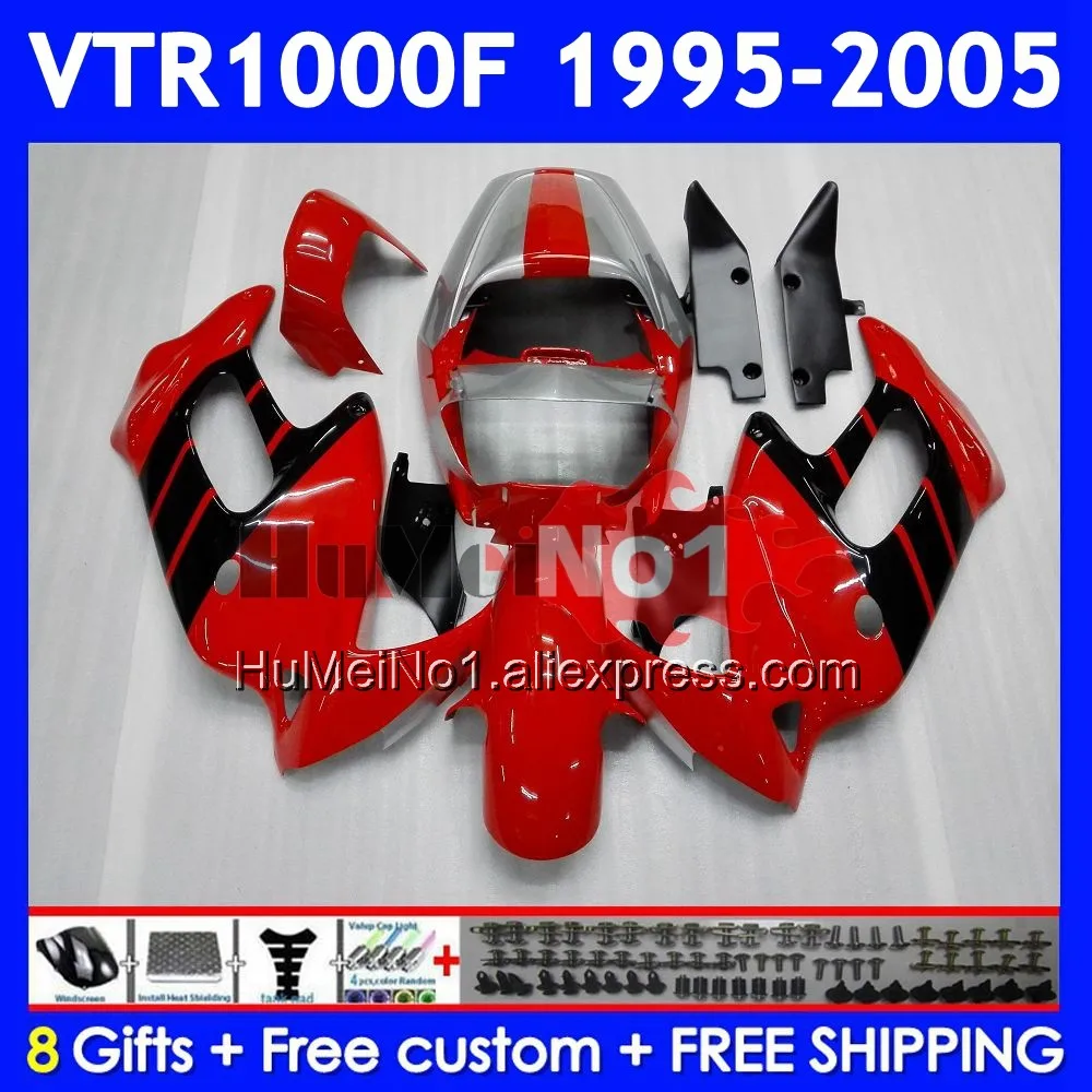 SuperHawk For HONDA VTR1000F 95 96 97 98 99 00 66No.3 VTR1000 Red silvery F VTR 1000 F 1000F 2001 2002 2003 2004 2005 Fairing