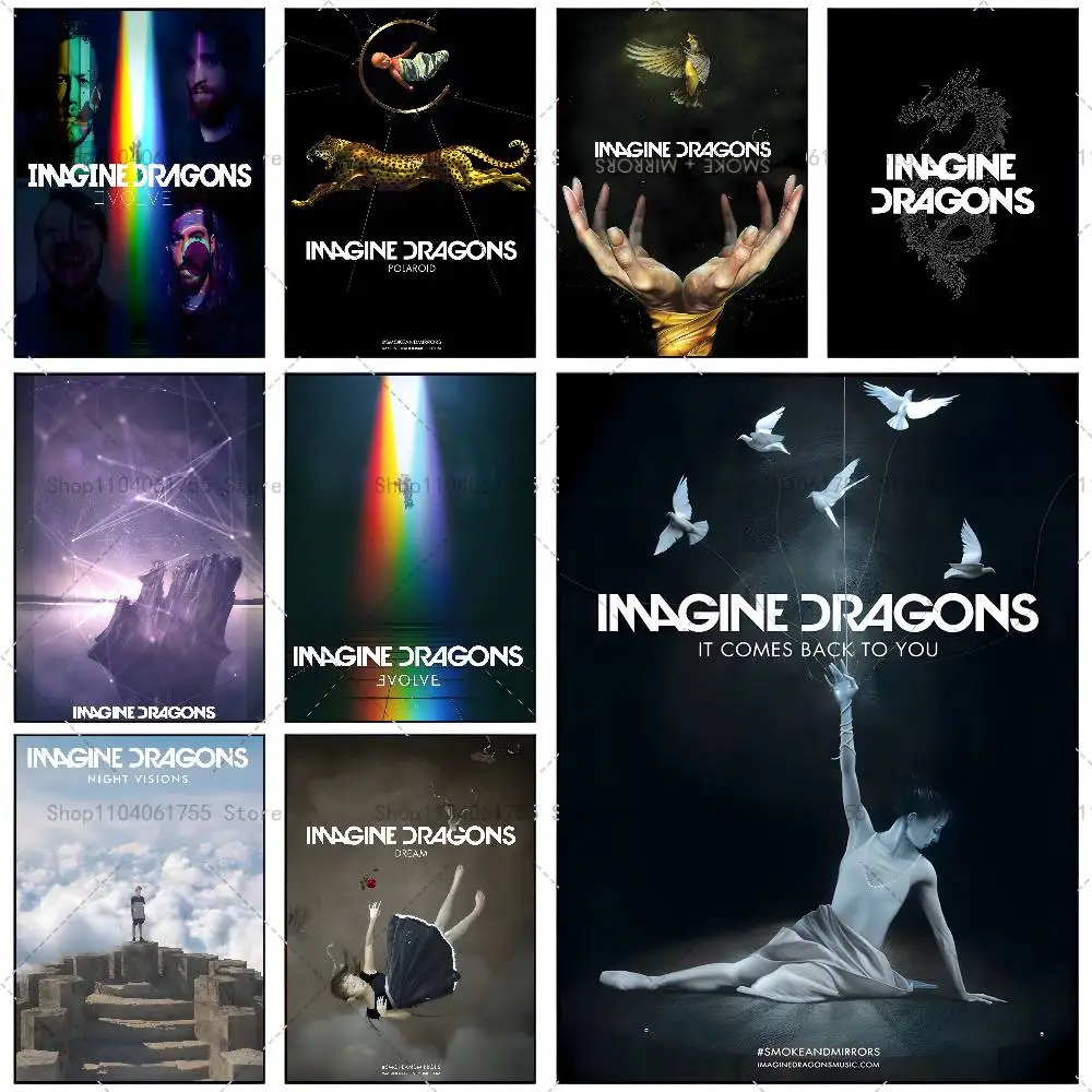 Cover I-Inagine D-Dragons Poster Self-adhesive Art Waterproof Paper Sticker Coffee House Bar Room Wall Decor