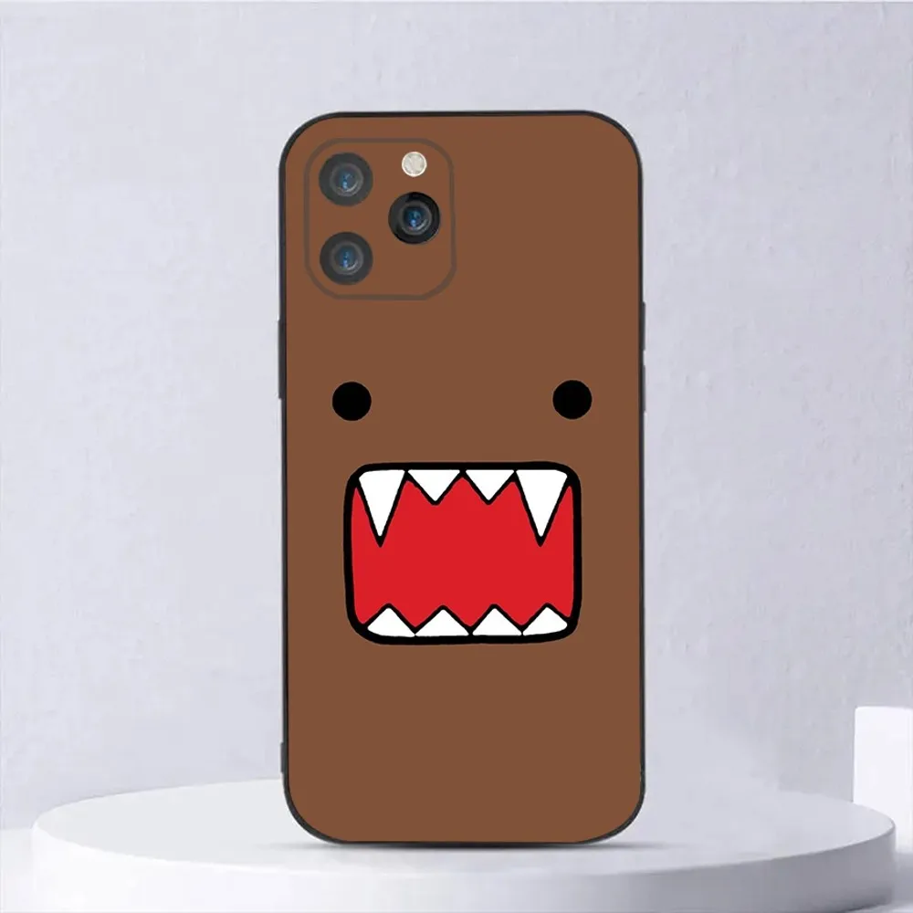 Cute Domo-kun Phone Case For iPhone 15,14,13,12,11,Plus,Pro Max,XS,X,XR,SE,Mini,8,7 Soft Silicone Black Cover