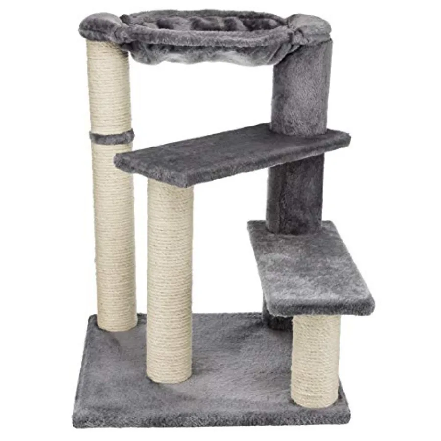 

Gray Medium Baza Senior Cat Tree with Hammock and Steps Scratching Posts Cat Playground Durable Sisal Material for Cats