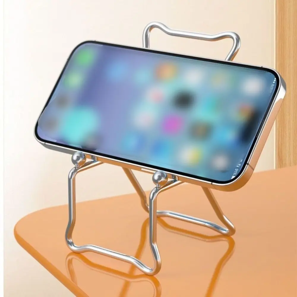 2Pcs Creative Desktop Chair Phone Stand Cute Universal Mini Stool Phone Bracket Decorative Ornaments Stainless Steel