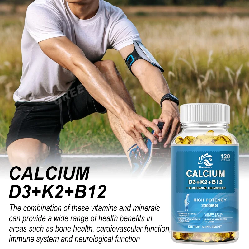 Calcium Vitamin D3 Plus with B12, K2 - High Potency Food-Based Immune Support, Bone Health & Mood Balance Supplement