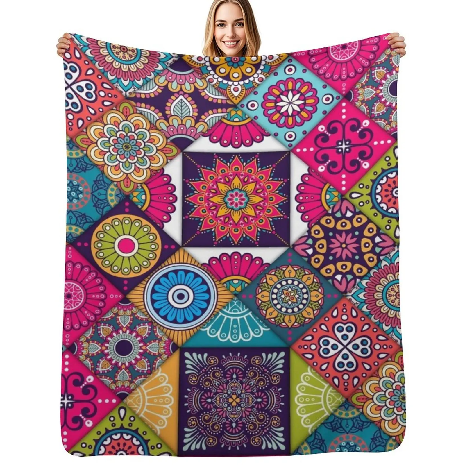 

Ethnic / hippie pattern patchwork Throw Blanket for winter Plush warm for winter Fashion Sofas Blankets