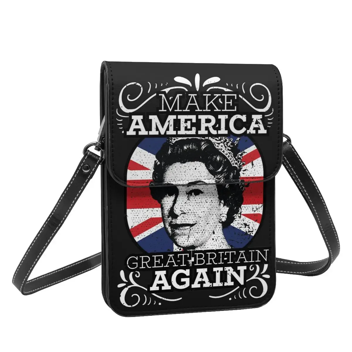 Make America Great Britain Again Shoulder Bag Queen Elizabeth Student Fashion Mobile Phone Bag Vintage Leather Business Bags