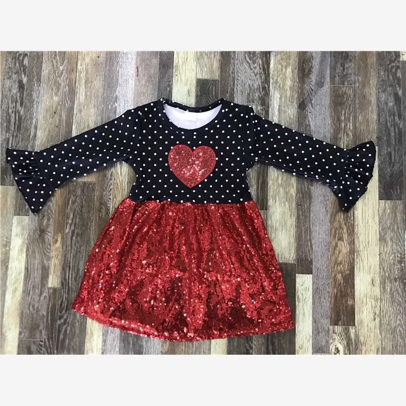 Top and skirt  love heart  Valentine's day Girls baby dress love pattern romantic 0-16 years old children couple girl clothes