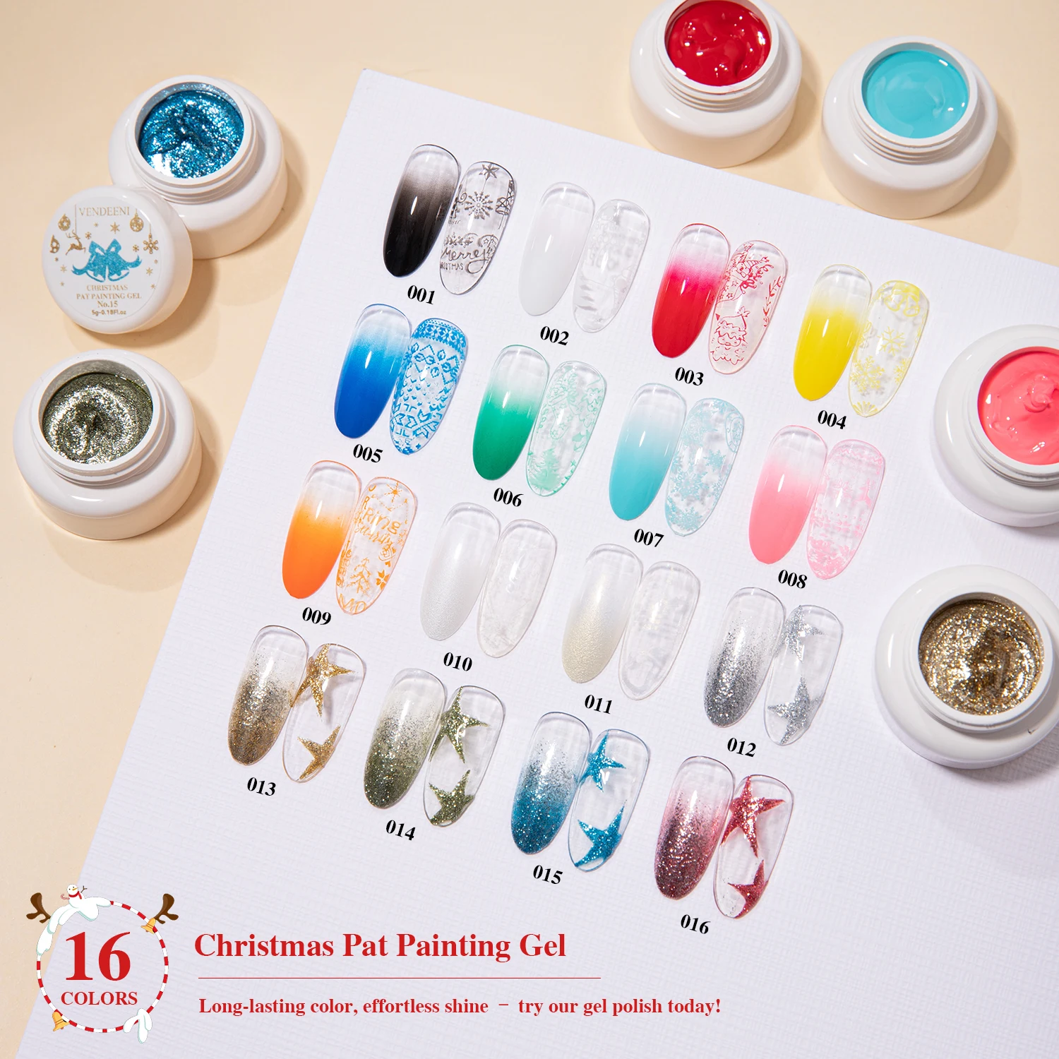 

Vendeeni Hot Popular Fluorescence Painting Gel Polish Neon Nail Gel Paint FREE TPO HEMA OEM/ODM 16Colors Nail Art Stamping Gel