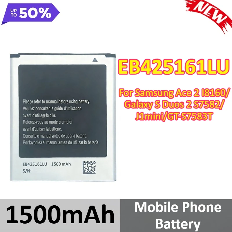 

New EB425161LU 1500mAh For Samsung Ace 2 I8160/Galaxy S Duos 2 S7582/J1mini/GT-S7583T Mobile Phone Battery +Tools