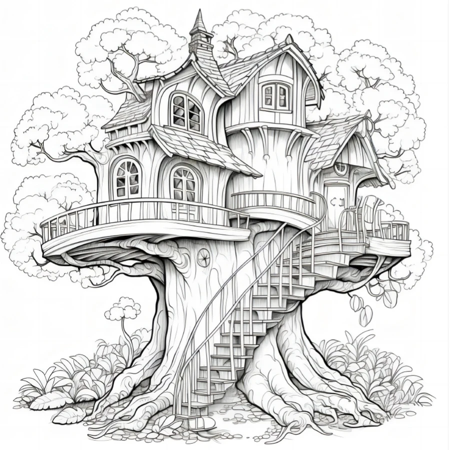 كتاب تلوين بيت شجرة الأحلام مكون من 20 صفحة هدية لحفلة عيد الميلاد وتخفيف التوتر وتقتل الوقت ورسم جرافيتي كتاب فني