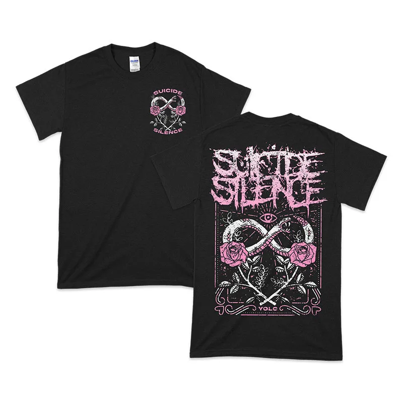 Suicide Silence Quietly Concludes The Band. Black and Gold Dark Rock American Streetwear Cool Men's Short-sleeved T-shirt.
