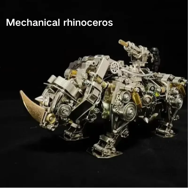 

Плотная металлическая сборная модель носорога для взрослых, 3d трехмерная головоломка, строительный блок, игрушка, подарок на день рождения для друзей