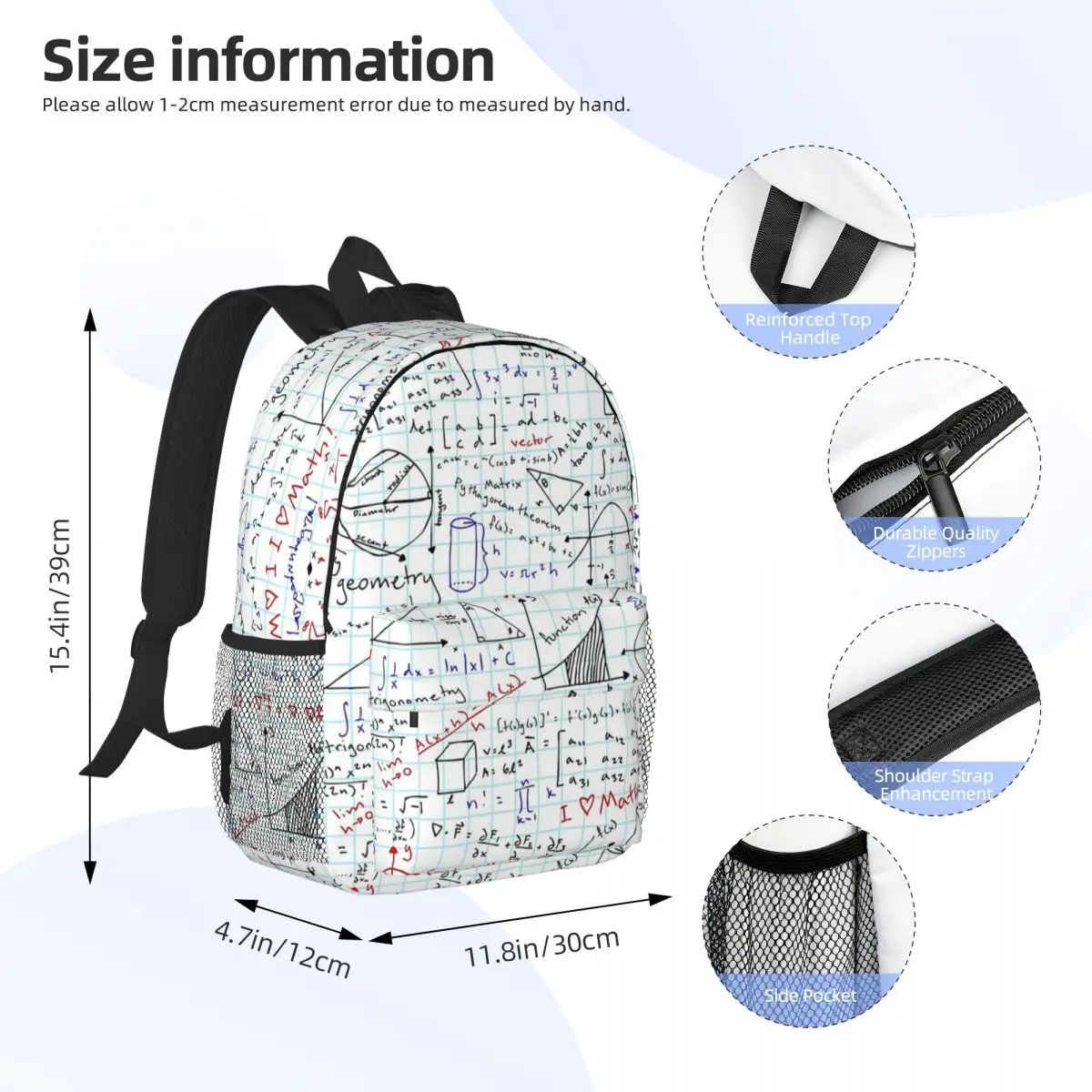 Math Homework Backpacks Teenager Bookbag Casual Students School Bags Travel Rucksack Shoulder Bag Large Capacity