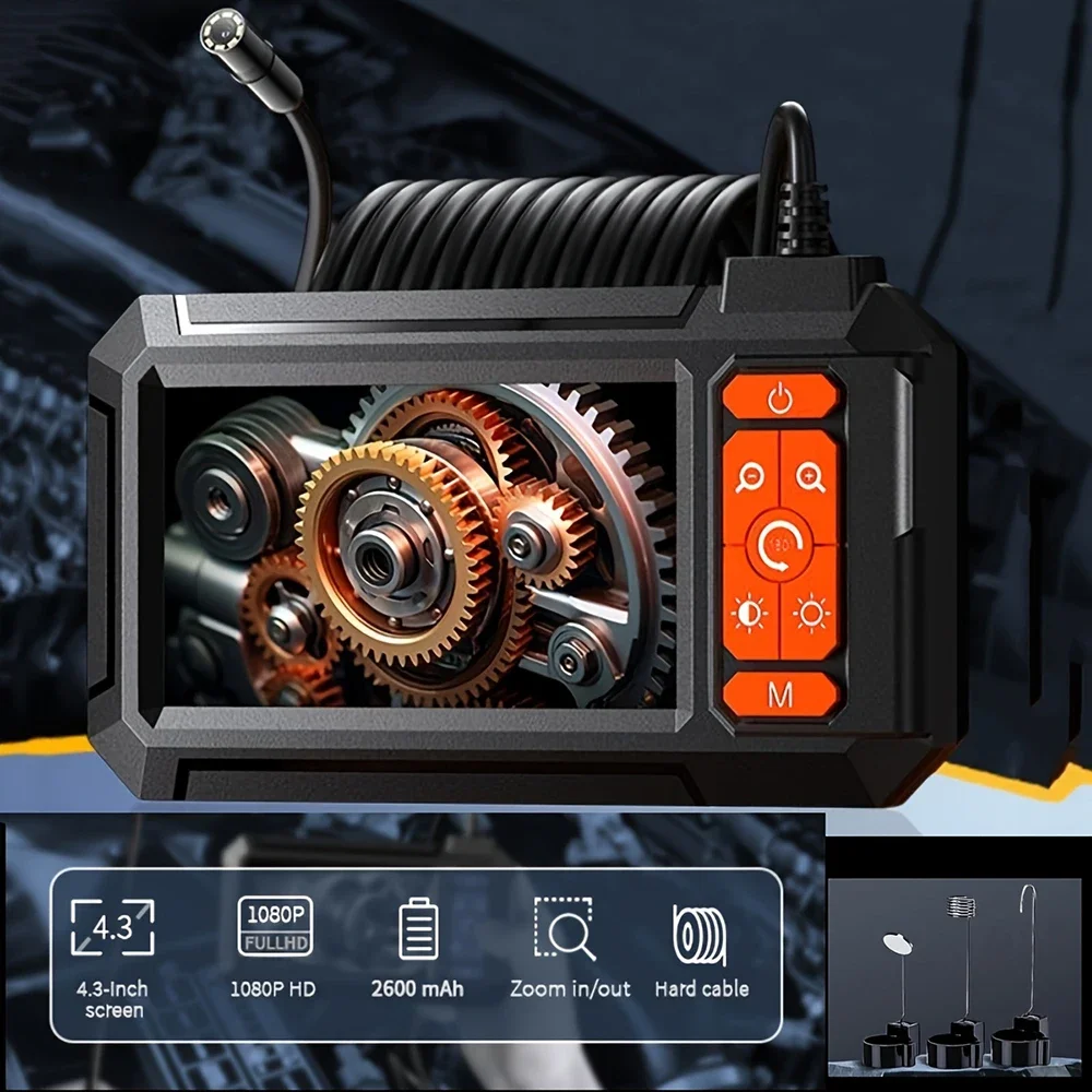 كاميرا المنظار الصناعي 4.3 بوصة IPS شاشة 8 مللي متر HD1080P IP67 مقاوم للماء 8 مصباح ليد التفتيش Borescope لإصلاح الأنابيب السيارات