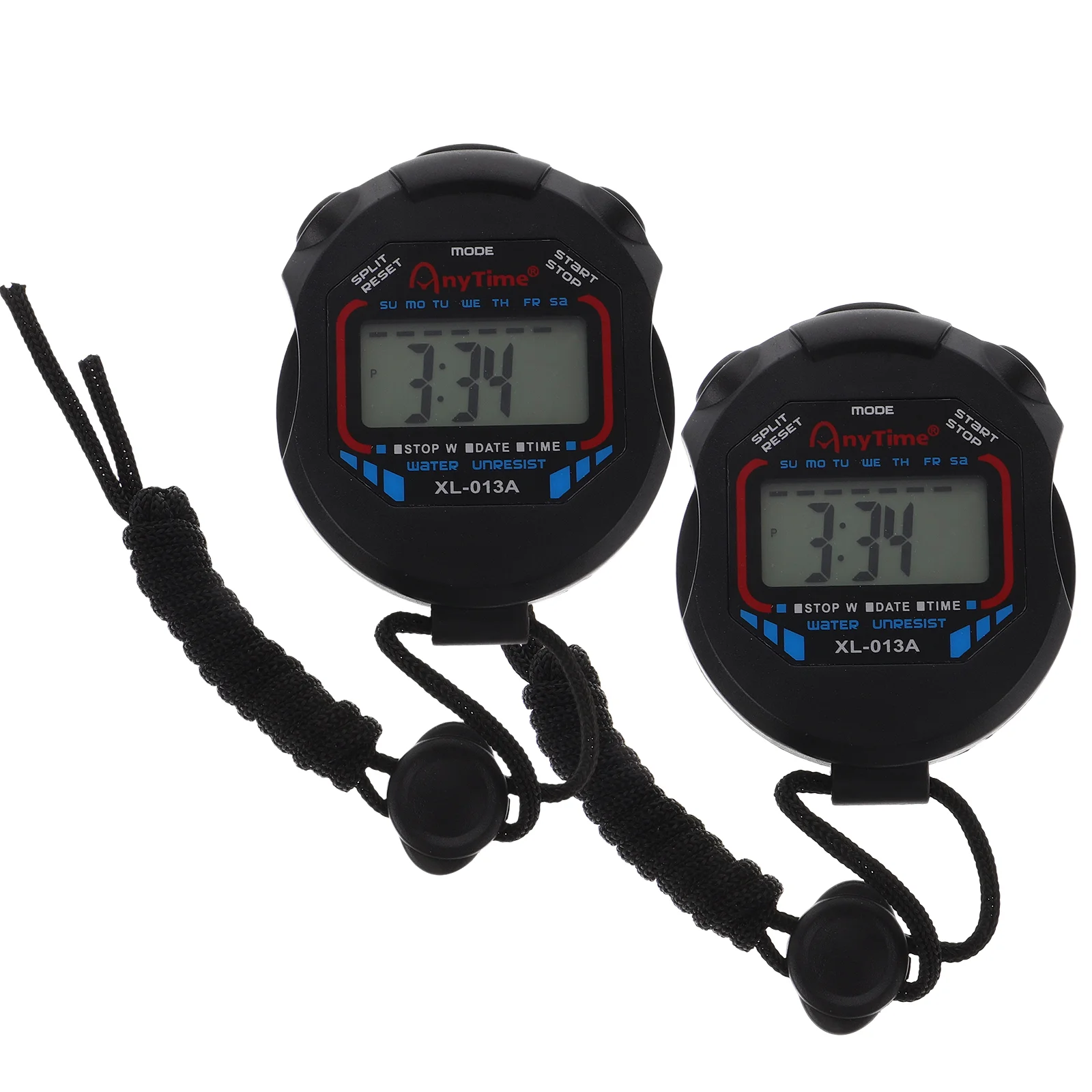 2pcs Digital Professional Handheld LCD Stopwatch Sports Chronograph Timer with Alarm Feature for Kids Runner Sports Fitness and