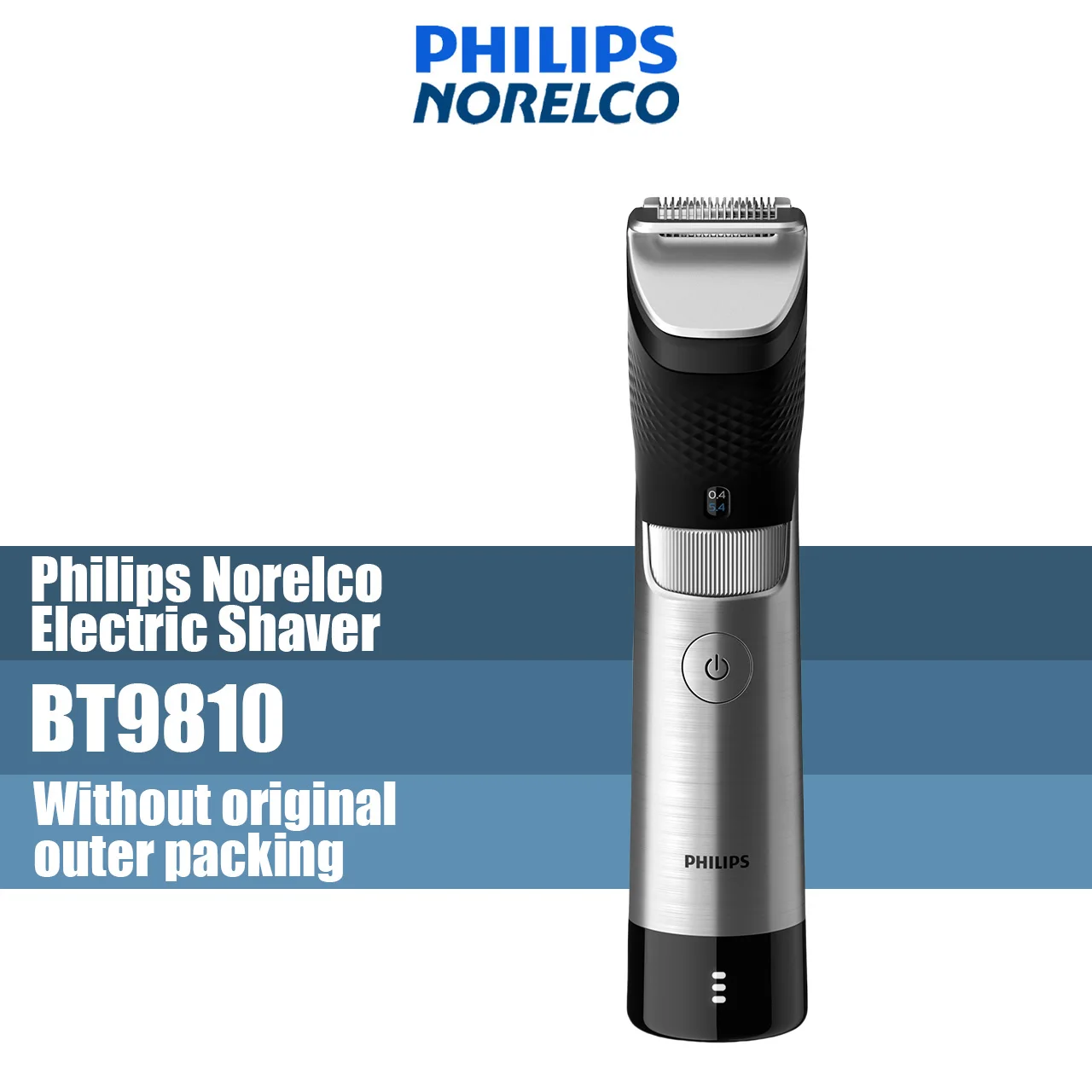 

Philips Norelco Rechargeable Hybrid Electric Trimmer and Shaver BT9810, Stainless steel 30 Lithium-Ion, no original packing