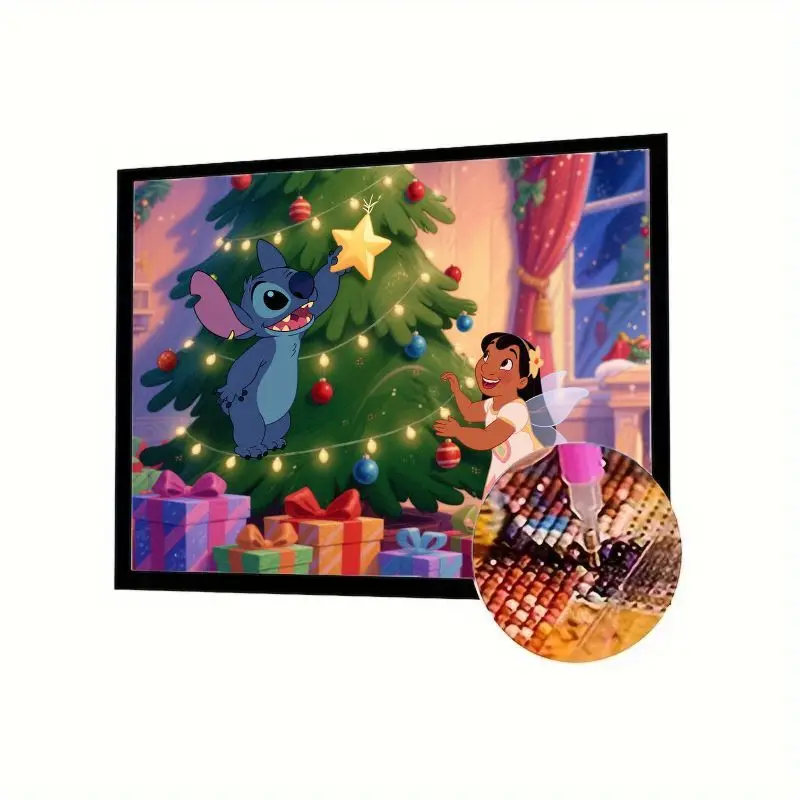 

1 шт. Disney Lilo & Stitch Christmas Diamond Painting Kit - Full Drill 5D DIY Diamond Art, Lilo and Stitch Decorating Christmas Tr