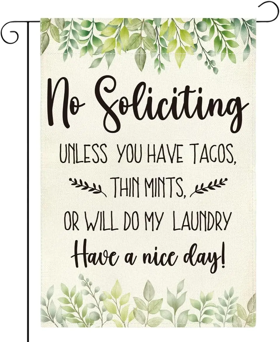 No Soliciting Unless You Have Tacos Garden Flag for Outside Farmhouse Home No Soliciting Outdoor Outside Frontdoor Lawn Yard IIE