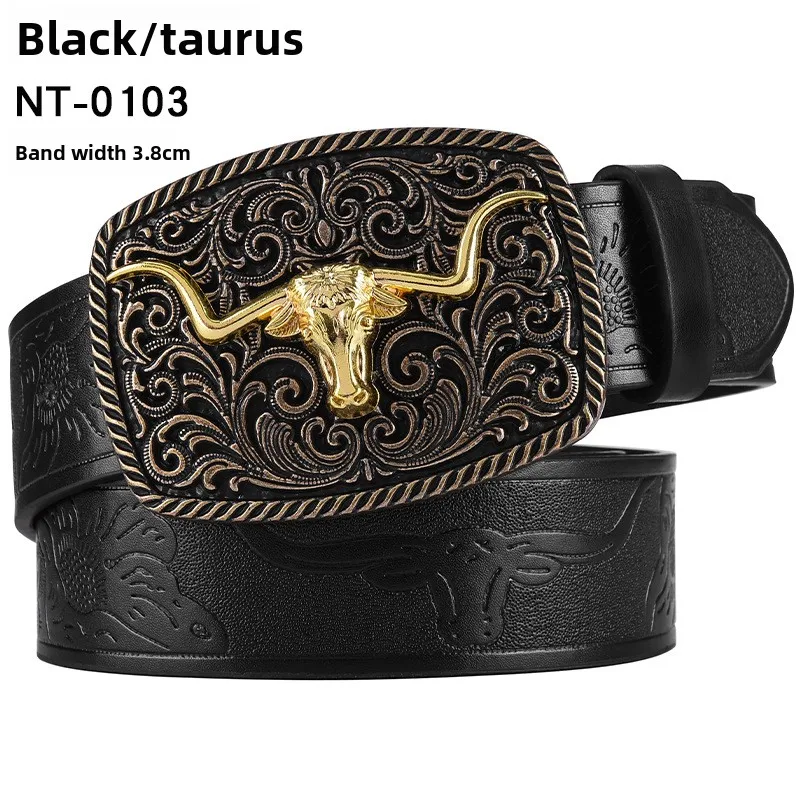 Vintage-Stil PU-Leder Western Cowboy-Gürtel mit klassischer Buchstabenschnalle – 3,8 cm breit, langlebig und stilvoll mit Retro-Blumenmuster – Detail 9