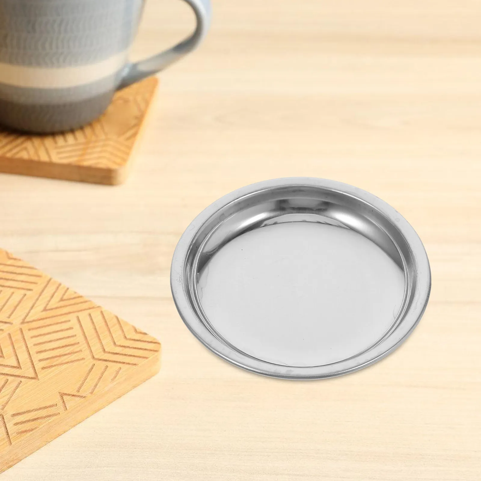 6Pcs Stainless Steel Tea Bag Saucer Drip Plate for Loose Leaf Tea Strainer Reusable Round Metal Coaster Dish Accessory