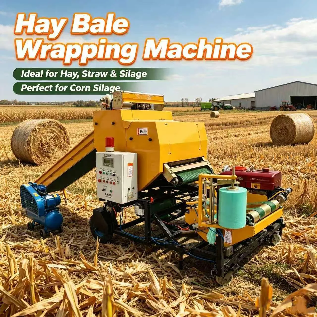 Livestock Farm Silage Bundling Wrapper Machine Hay Baling Film Wrapping Equipment Forage Packing Machinery Hay Bundling Gear