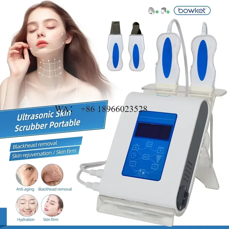 WMWMNU for BOWKET Portable Dual Handle Ultrasonic Scrubber Rechargeable Waterproof Facial Body Cleanser Deep Cleaning