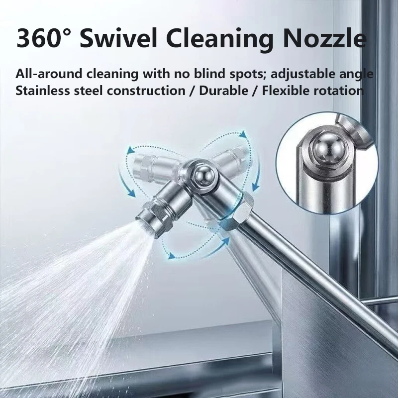 Auto Underbody Cleaning High Pressure Car Wash Gun, Universal 1/4 Quick Plug Rotating Spray Nozzle Extension Pole Tool