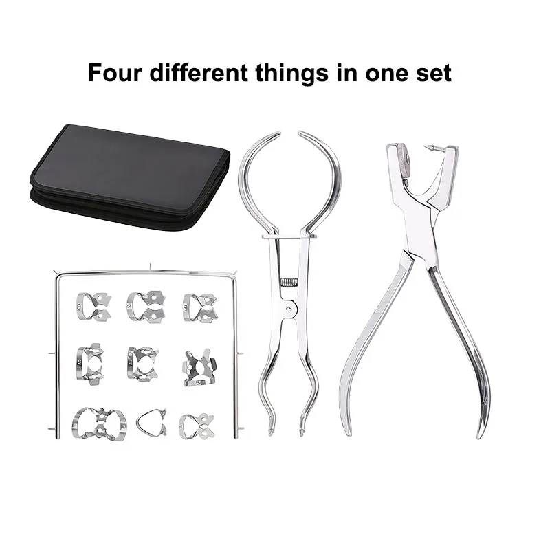 

1Set Dental Rubber Dam Tool Set; Dental Drill, Forceps, and Mouth Openers for Medical Exams; Dental Instruments and Materials