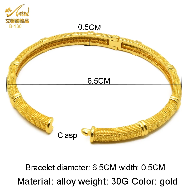 ANIID African Ethiopia Dubai Fashion 24K Gold Color Bangle Jewelry Women Party Bride Wedding Gifts Arabic Bracelet Wholesale