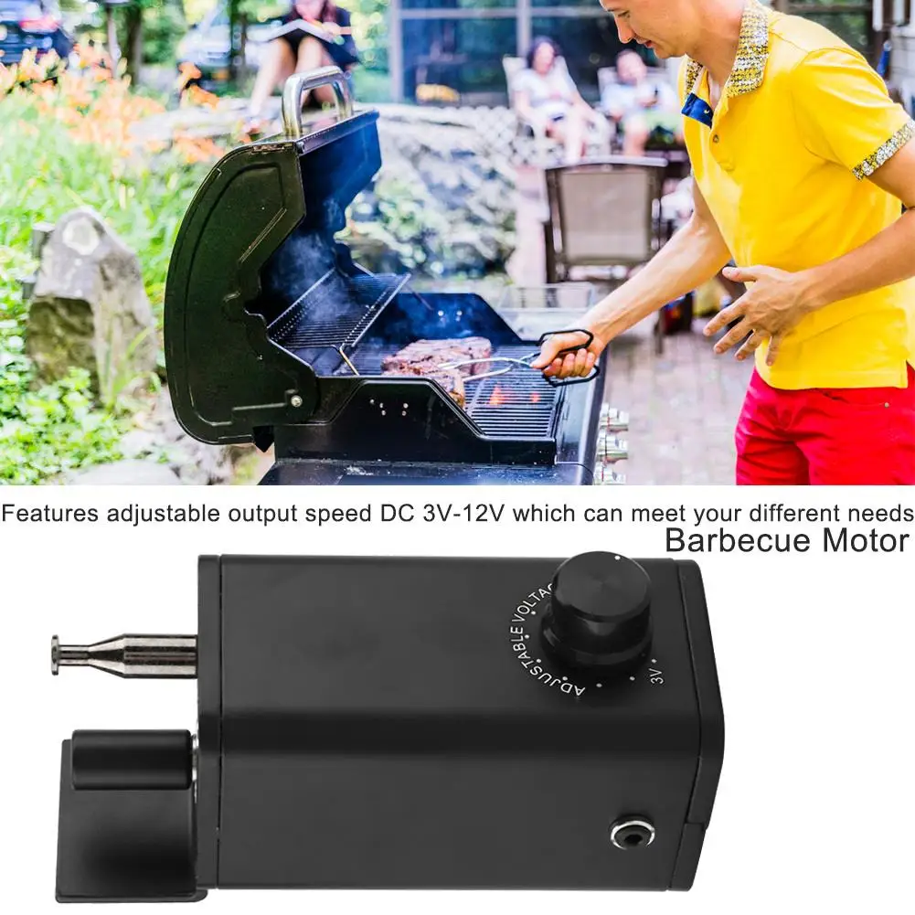 BBQ Rotisserie Motor 3-12V Adjustable BBQ Grill Rotator Tool for Perfect Roasting