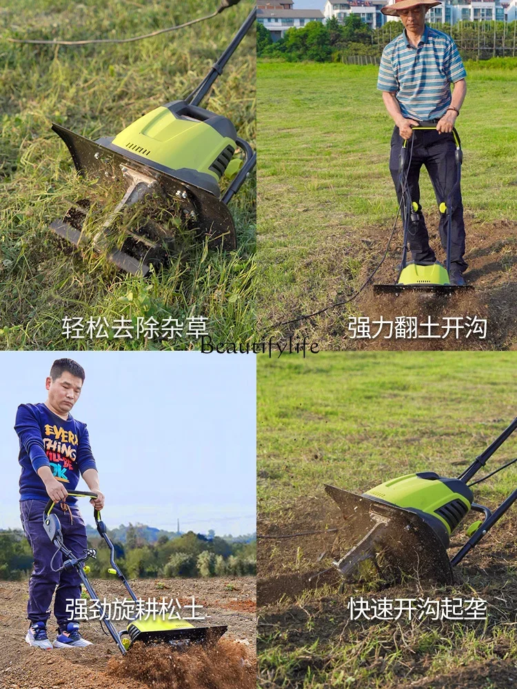 Electric Ground-Turning and Soil-Loosening Artifact Mini-Tiller Small Soil Preparation Machine Household