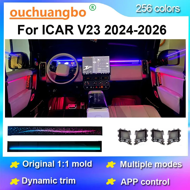 Ouchuangbo LED Ambient Light For ICAR V23 2024-2026 Environmental Lighting Atmosphere Lamp Backlight kit Dynamic Trim mold