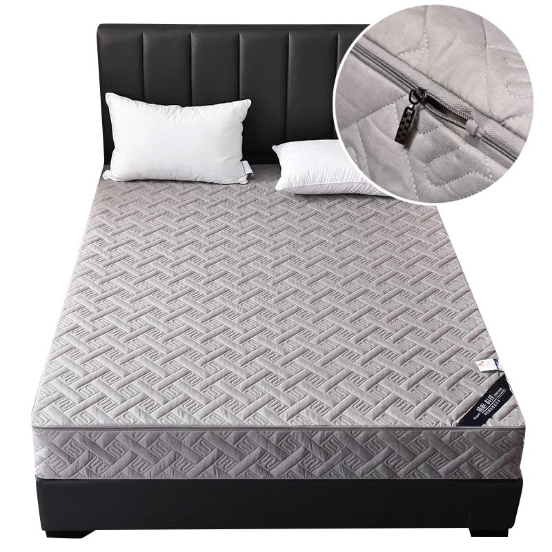 Luxury Quilted Mattress Cover with Zipper Queen Twin Bed Fitted Sheet Six Sides Removable Inclusive Mattress Protector Pad