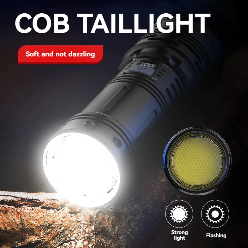 مصباح يدوي مصنوع من سبائك الألومنيوم، قوي وقابل لإعادة الشحن، فائق السطوع، طويل المدى، بطارية وهج الرماية، راقية #4