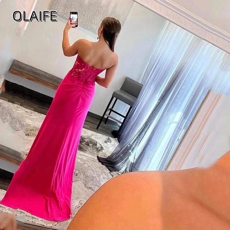 Prom Dress Mermaid Sweetheart Slit Beaded Lace Customized Evening Gown Sweetheart vestidos para graduación elegantes