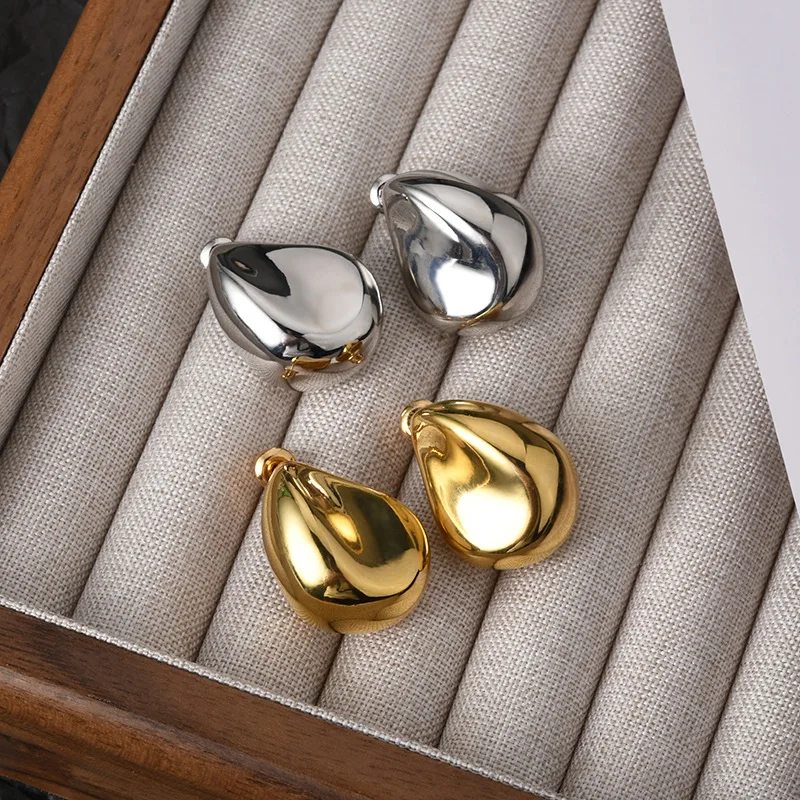 Senior design sense 18K gold water drop metal stud earrings INS fashion personality geometric earrings ear jewelry wholesale